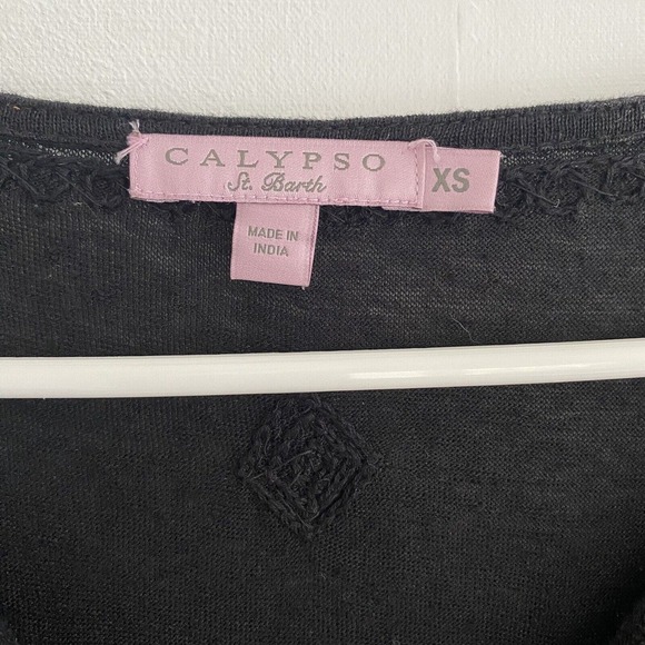 Calypso ST Barth Dress/ Cover Up With Sequins & Embroidery Black Size XS - Picture 7 of 9